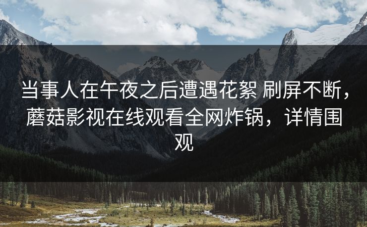 当事人在午夜之后遭遇花絮 刷屏不断，蘑菇影视在线观看全网炸锅，详情围观