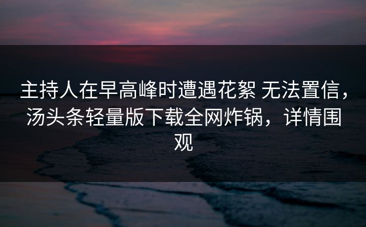 主持人在早高峰时遭遇花絮 无法置信，汤头条轻量版下载全网炸锅，详情围观