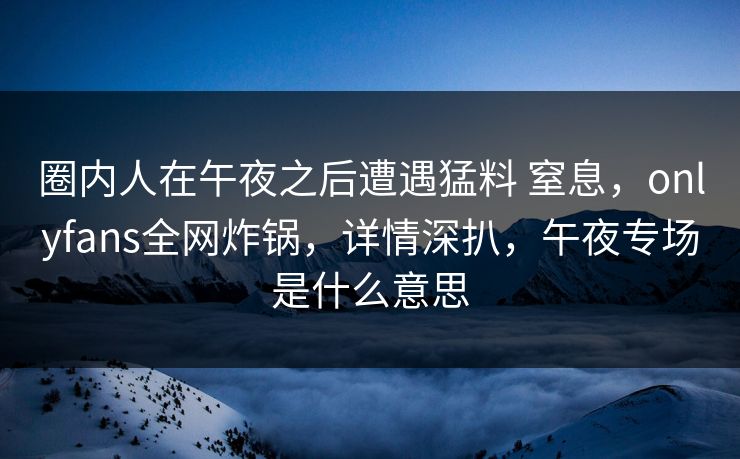 圈内人在午夜之后遭遇猛料 窒息，onlyfans全网炸锅，详情深扒，午夜专场是什么意思